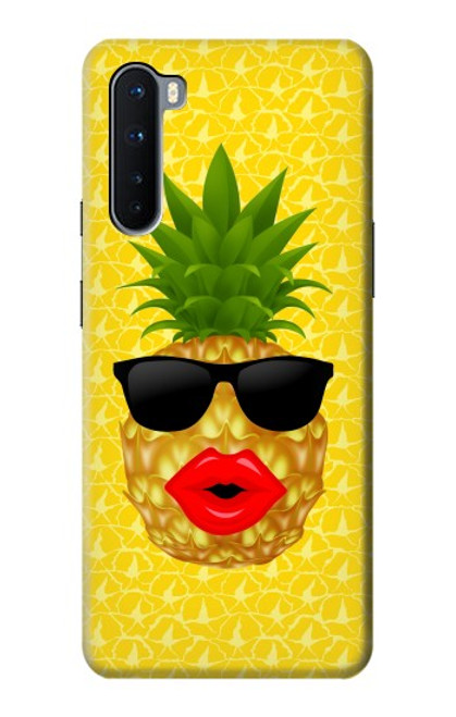 W2443 Funny Pineapple Sunglasses Kiss Hard Case and Leather Flip Case For OnePlus Nord