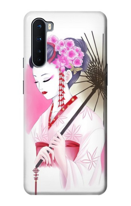 W2579 Japanese Traditional Geisha Kimono Hard Case and Leather Flip Case For OnePlus Nord