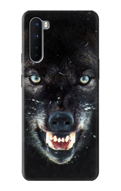 W2823 Black Wolf Blue Eyes Face Hard Case and Leather Flip Case For OnePlus Nord