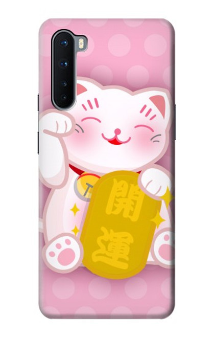 W3025 Pink Maneki Neko Lucky Cat Hard Case and Leather Flip Case For OnePlus Nord