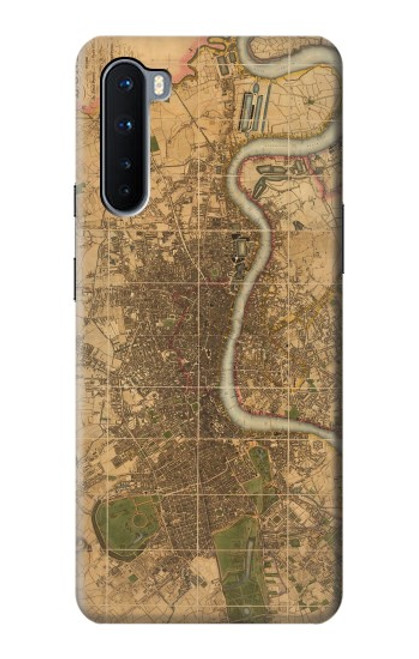 W3230 Vintage Map of London Hard Case and Leather Flip Case For OnePlus Nord