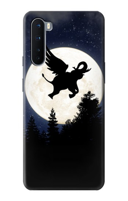 W3323 Flying Elephant Full Moon Night Hard Case and Leather Flip Case For OnePlus Nord