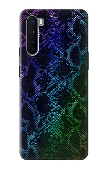 W3366 Rainbow Python Skin Graphic Print Hard Case and Leather Flip Case For OnePlus Nord