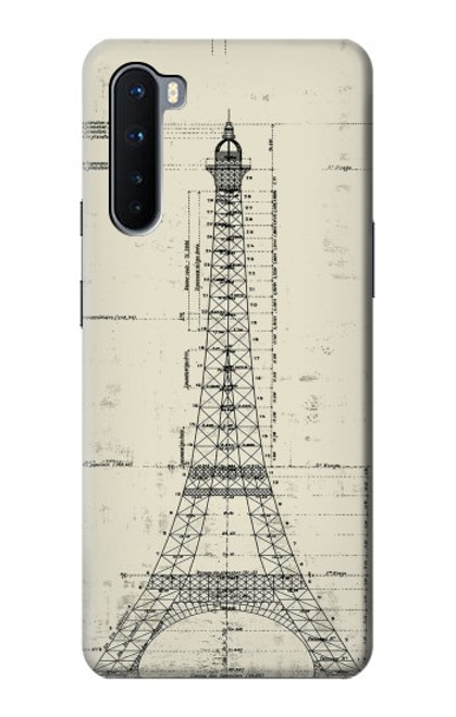 W3474 Eiffel Architectural Drawing Hard Case and Leather Flip Case For OnePlus Nord