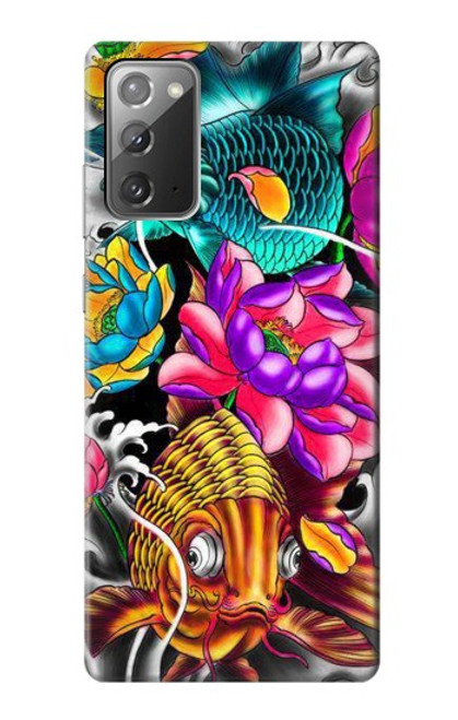 W1630 Fish Japanese Oriental Tattoo Hard Case and Leather Flip Case For Samsung Galaxy Note 20