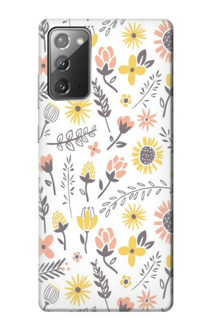 W2354 Pastel Flowers Pattern Hard Case and Leather Flip Case For Samsung Galaxy Note 20