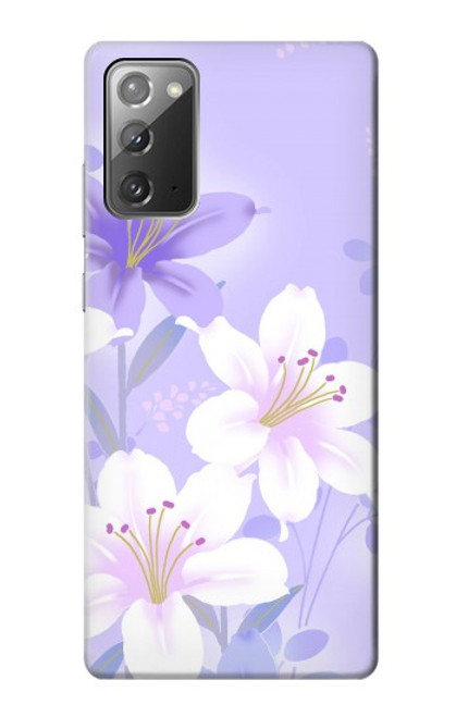 W2361 Purple White Flowers Hard Case and Leather Flip Case For Samsung Galaxy Note 20