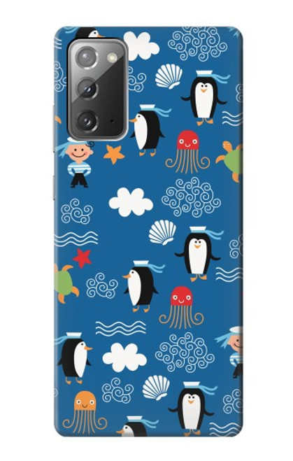 W2572 Marine Penguin Pattern Hard Case and Leather Flip Case For Samsung Galaxy Note 20