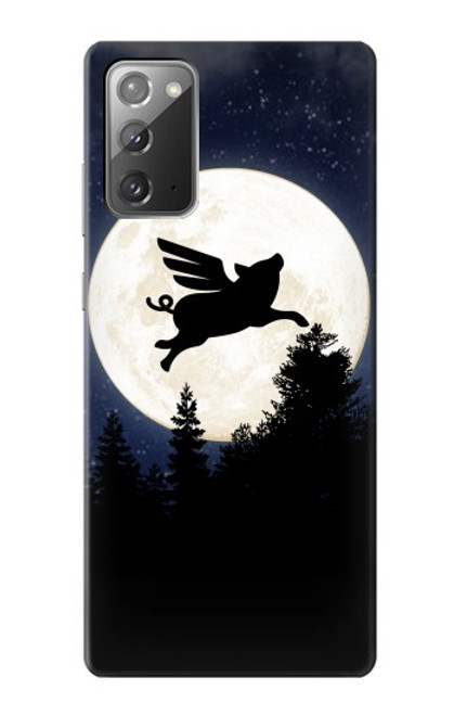 W3289 Flying Pig Full Moon Night Hard Case and Leather Flip Case For Samsung Galaxy Note 20