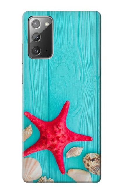 W3428 Aqua Wood Starfish Shell Hard Case and Leather Flip Case For Samsung Galaxy Note 20