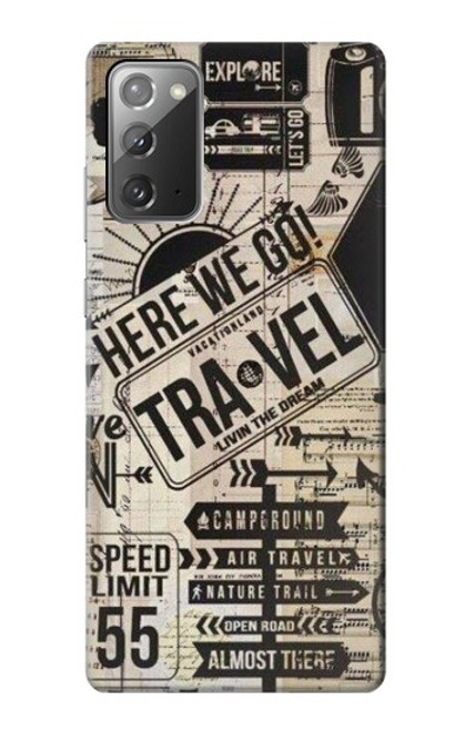 W3441 Vintage Travel Hard Case and Leather Flip Case For Samsung Galaxy Note 20