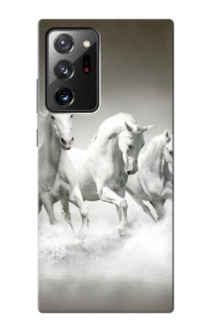 W0933 White Horses Hard Case and Leather Flip Case For Samsung Galaxy Note 20 Ultra, Ultra 5G