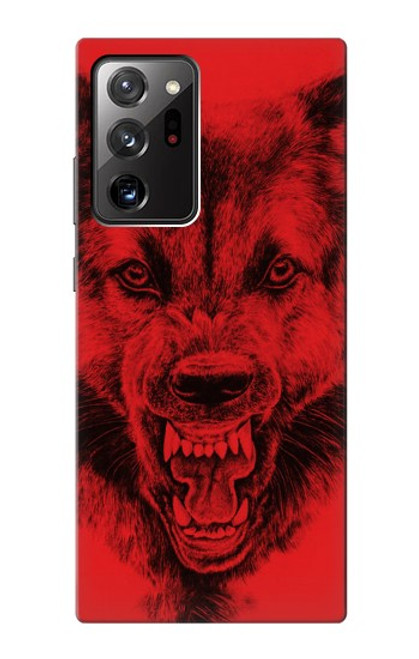 W1090 Red Wolf Hard Case and Leather Flip Case For Samsung Galaxy Note 20 Ultra, Ultra 5G