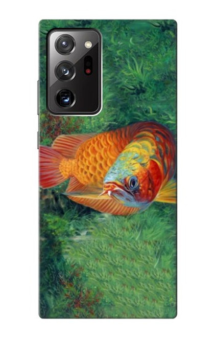 W1157 Red Arowana Fish Hard Case and Leather Flip Case For Samsung Galaxy Note 20 Ultra, Ultra 5G