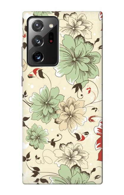 W2179 Flower Floral Vintage Art Pattern Hard Case and Leather Flip Case For Samsung Galaxy Note 20 Ultra, Ultra 5G