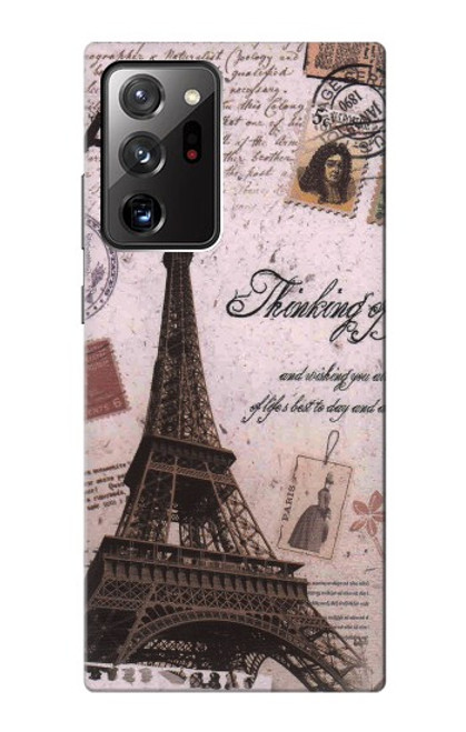 W2211 Paris Postcard Eiffel Tower Hard Case and Leather Flip Case For Samsung Galaxy Note 20 Ultra, Ultra 5G