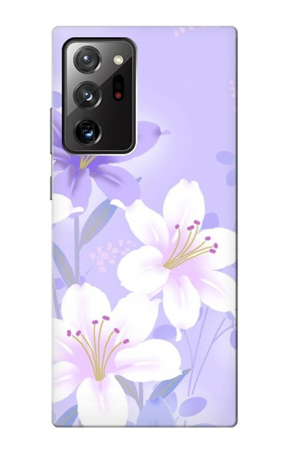 W2361 Purple White Flowers Hard Case and Leather Flip Case For Samsung Galaxy Note 20 Ultra, Ultra 5G