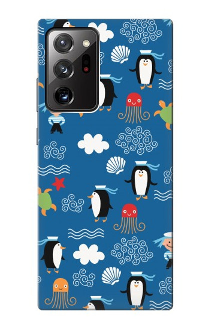 W2572 Marine Penguin Pattern Hard Case and Leather Flip Case For Samsung Galaxy Note 20 Ultra, Ultra 5G