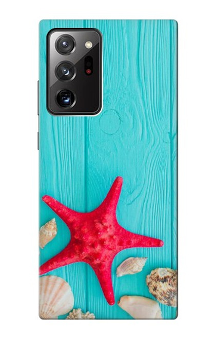 W3428 Aqua Wood Starfish Shell Hard Case and Leather Flip Case For Samsung Galaxy Note 20 Ultra, Ultra 5G