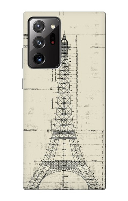 W3474 Eiffel Architectural Drawing Hard Case and Leather Flip Case For Samsung Galaxy Note 20 Ultra, Ultra 5G