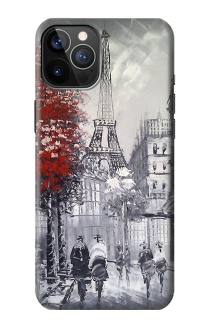 W1295 Eiffel Painting of Paris Hard Case and Leather Flip Case For iPhone 12, iPhone 12 Pro