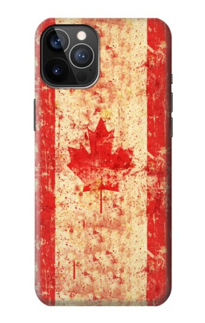 W1603 Canada Flag Old Vintage Hard Case and Leather Flip Case For iPhone 12, iPhone 12 Pro