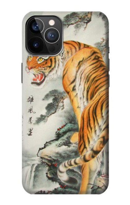 W1934 Chinese Tiger Painting Hard Case and Leather Flip Case For iPhone 12, iPhone 12 Pro