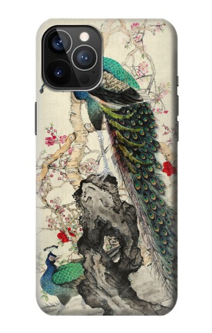 W2086 Peacock Painting Hard Case and Leather Flip Case For iPhone 12, iPhone 12 Pro