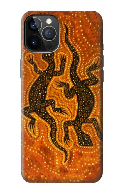 W2901 Lizard Aboriginal Art Hard Case and Leather Flip Case For iPhone 12, iPhone 12 Pro