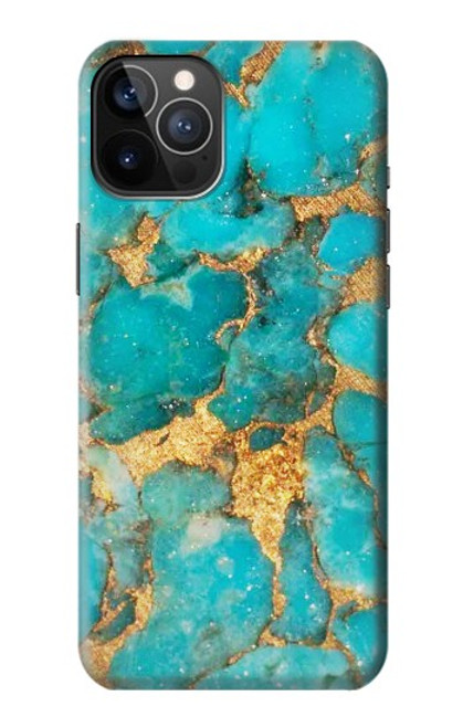 W2906 Aqua Turquoise Stone Hard Case and Leather Flip Case For iPhone 12, iPhone 12 Pro