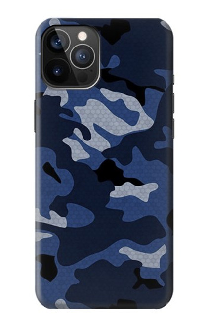 W2959 Navy Blue Camo Camouflage Hard Case and Leather Flip Case For iPhone 12, iPhone 12 Pro