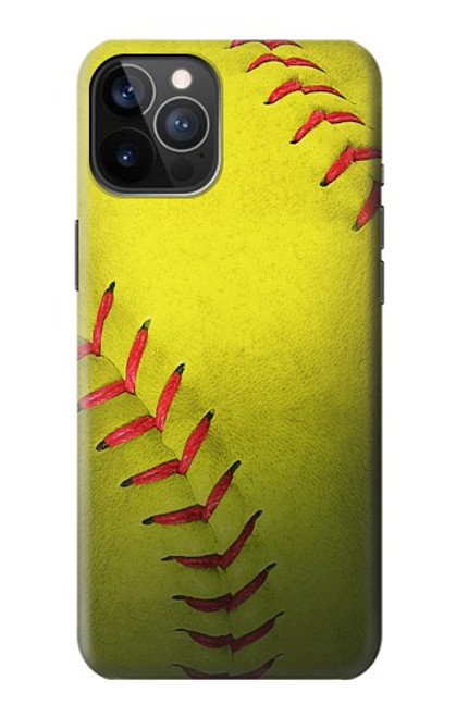 W3031 Yellow Softball Ball Hard Case and Leather Flip Case For iPhone 12, iPhone 12 Pro