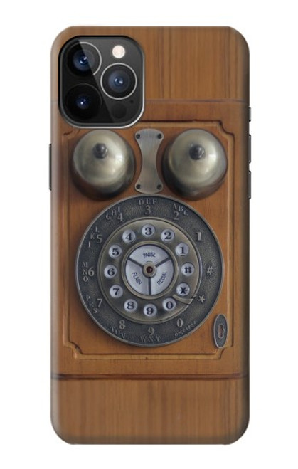 W3146 Antique Wall Retro Dial Phone Hard Case and Leather Flip Case For iPhone 12, iPhone 12 Pro