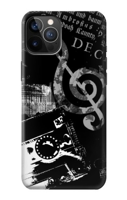 W3197 Music Cassette Note Hard Case and Leather Flip Case For iPhone 12, iPhone 12 Pro