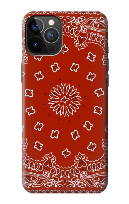 W3355 Bandana Red Pattern Hard Case and Leather Flip Case For iPhone 12, iPhone 12 Pro
