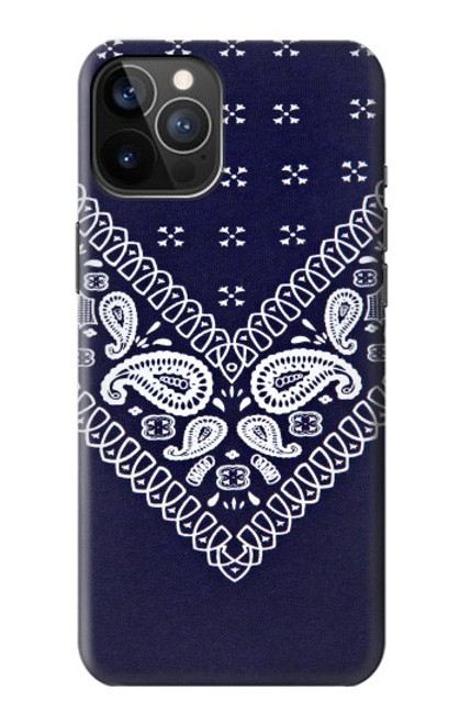 W3357 Navy Blue Bandana Pattern Hard Case and Leather Flip Case For iPhone 12, iPhone 12 Pro