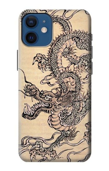 W0318 Antique Dragon Hard Case and Leather Flip Case For iPhone 12 mini