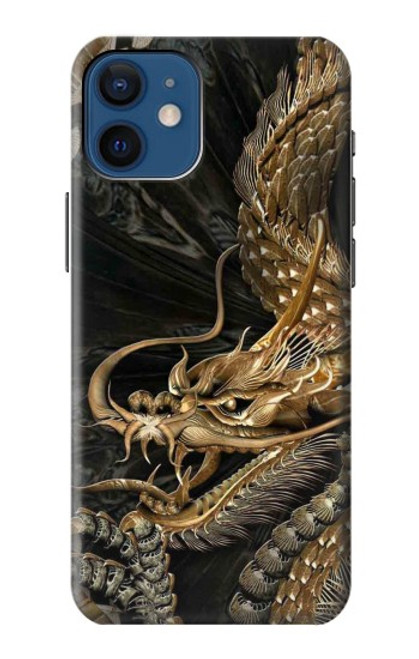 W0426 Gold Dragon Hard Case and Leather Flip Case For iPhone 12 mini