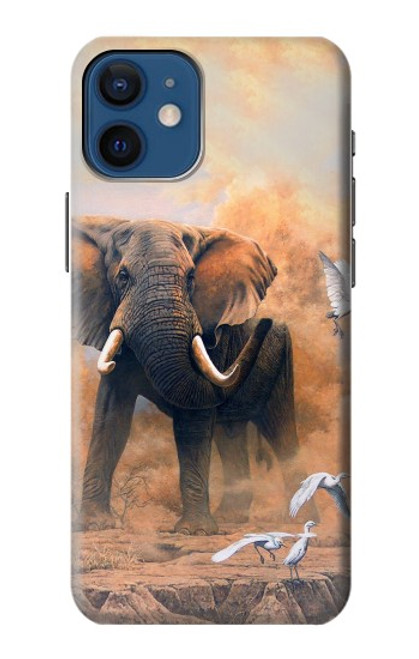 W1292 Dusty Elephant Egrets Hard Case and Leather Flip Case For iPhone 12 mini