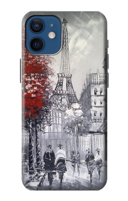 W1295 Eiffel Painting of Paris Hard Case and Leather Flip Case For iPhone 12 mini