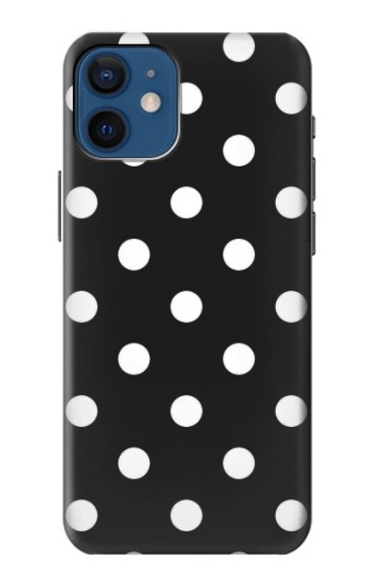 W2299 Black Polka Dots Hard Case and Leather Flip Case For iPhone 12 mini