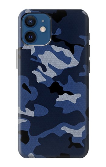 W2959 Navy Blue Camo Camouflage Hard Case and Leather Flip Case For iPhone 12 mini