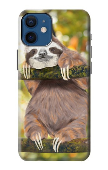 W3138 Cute Baby Sloth Paint Hard Case and Leather Flip Case For iPhone 12 mini