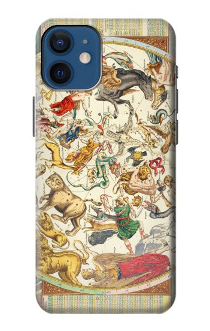 W3145 Antique Constellation Star Sky Map Hard Case and Leather Flip Case For iPhone 12 mini