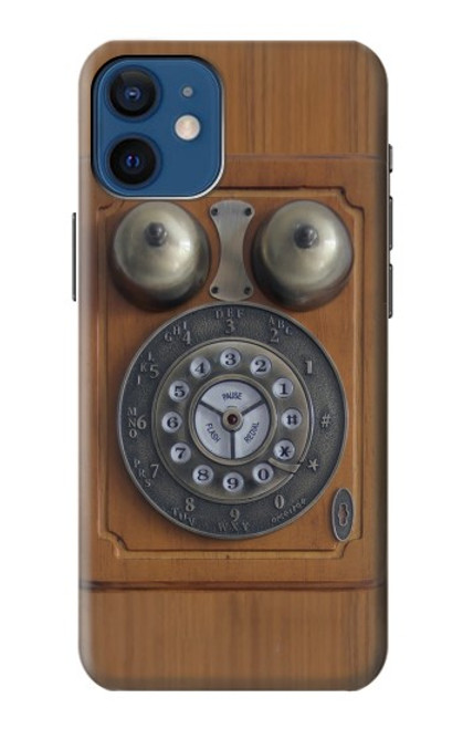 W3146 Antique Wall Retro Dial Phone Hard Case and Leather Flip Case For iPhone 12 mini