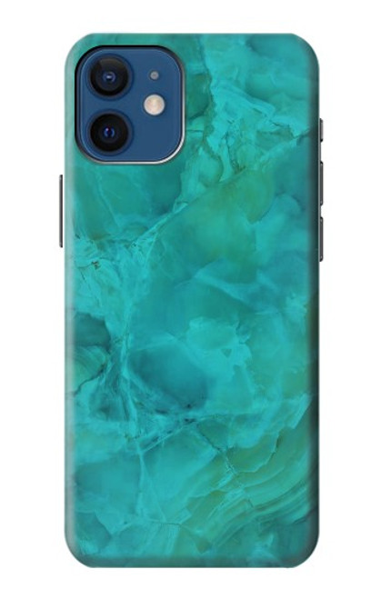 W3147 Aqua Marble Stone Hard Case and Leather Flip Case For iPhone 12 mini