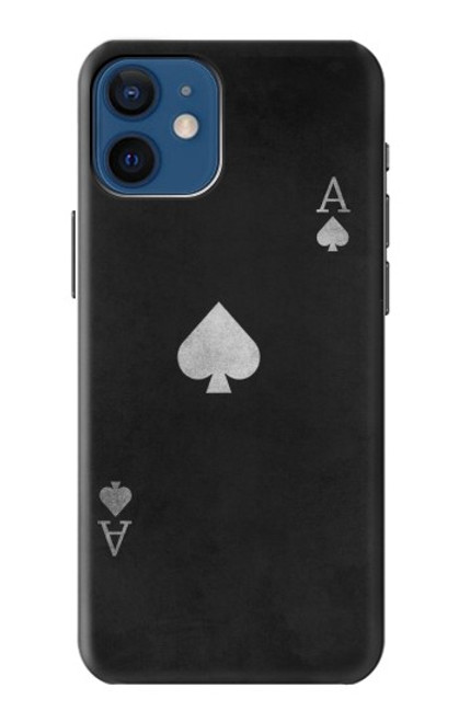 W3152 Black Ace of Spade Hard Case and Leather Flip Case For iPhone 12 mini