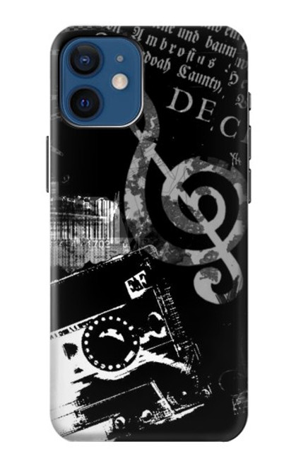 W3197 Music Cassette Note Hard Case and Leather Flip Case For iPhone 12 mini