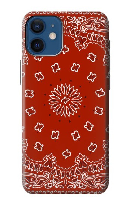 W3355 Bandana Red Pattern Hard Case and Leather Flip Case For iPhone 12 mini