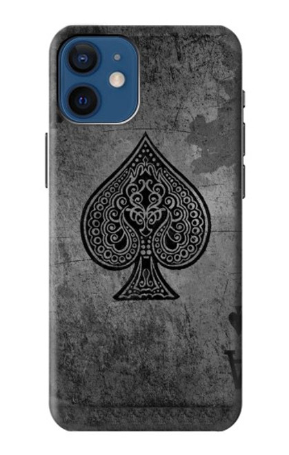 W3446 Black Ace Spade Hard Case and Leather Flip Case For iPhone 12 mini